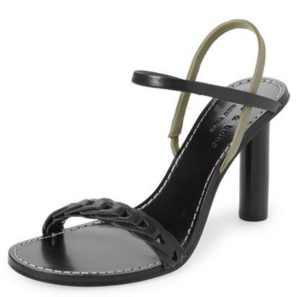 NEW Rag & Bone Infinity Cylinder High Heels Black Olive green Leather 38 US 8